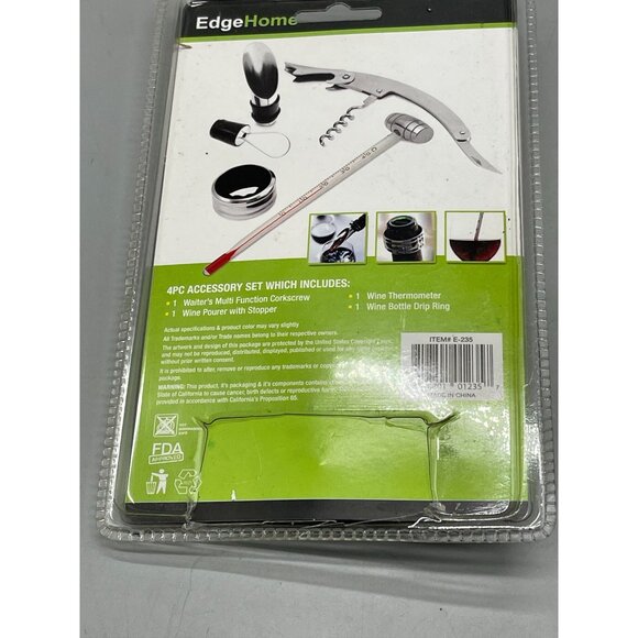 Edge home wine accessory set professional tools 4 piece set gray black READ new - Picture 8 of 8